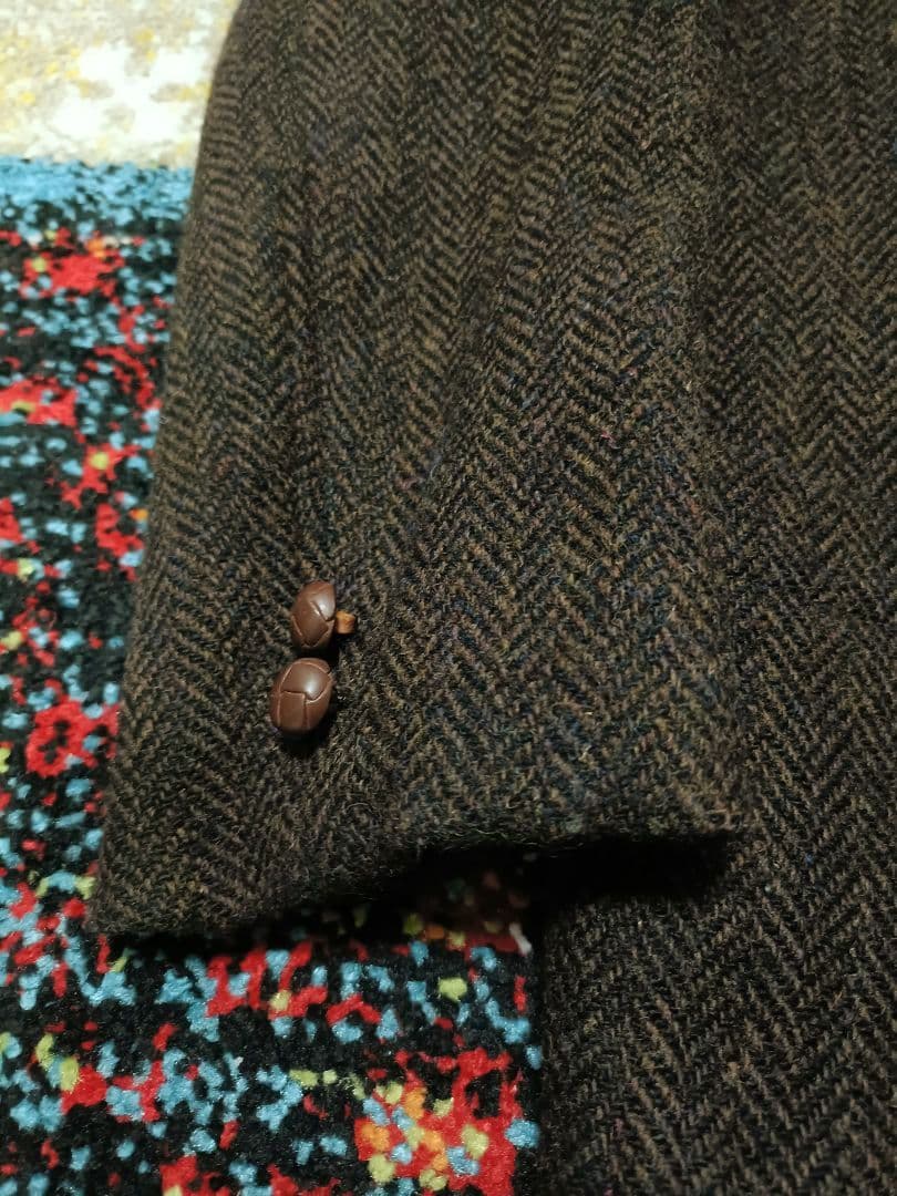 Beams ヘリンボーンツイードジャケット ダークブラウン