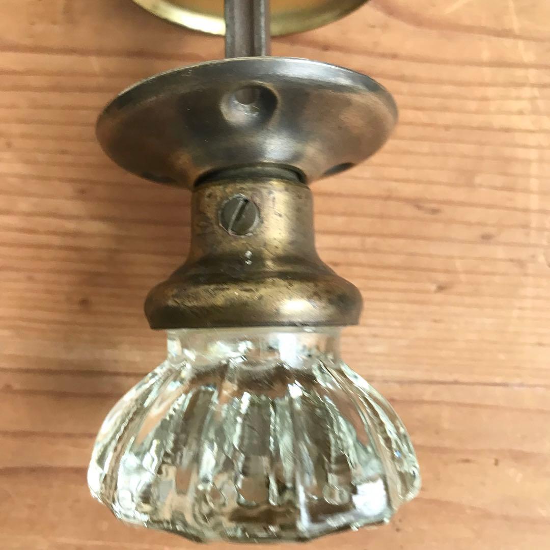 アンティークガラスドアノブ アメリカ 取手 ビンテージノブ ラッチ付き