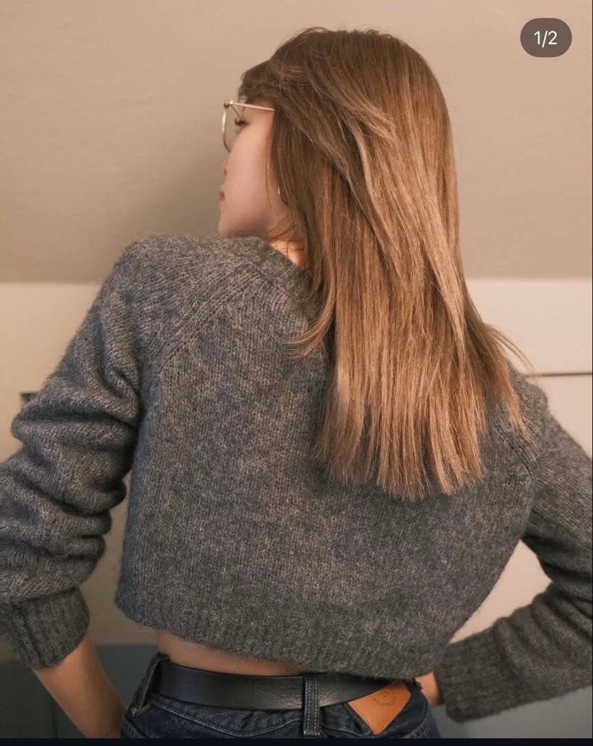 【美品】COS グレー クロップドカーディガン