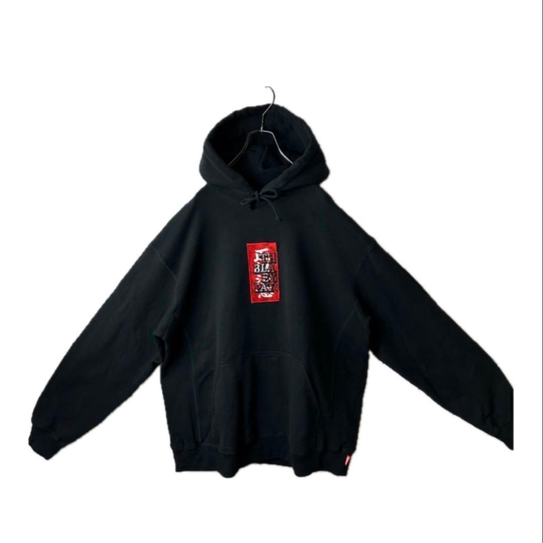 【激レア】ブラックアイパッチ 取扱注意 パーカー L 黒 ブラック 刺繍 赤 白