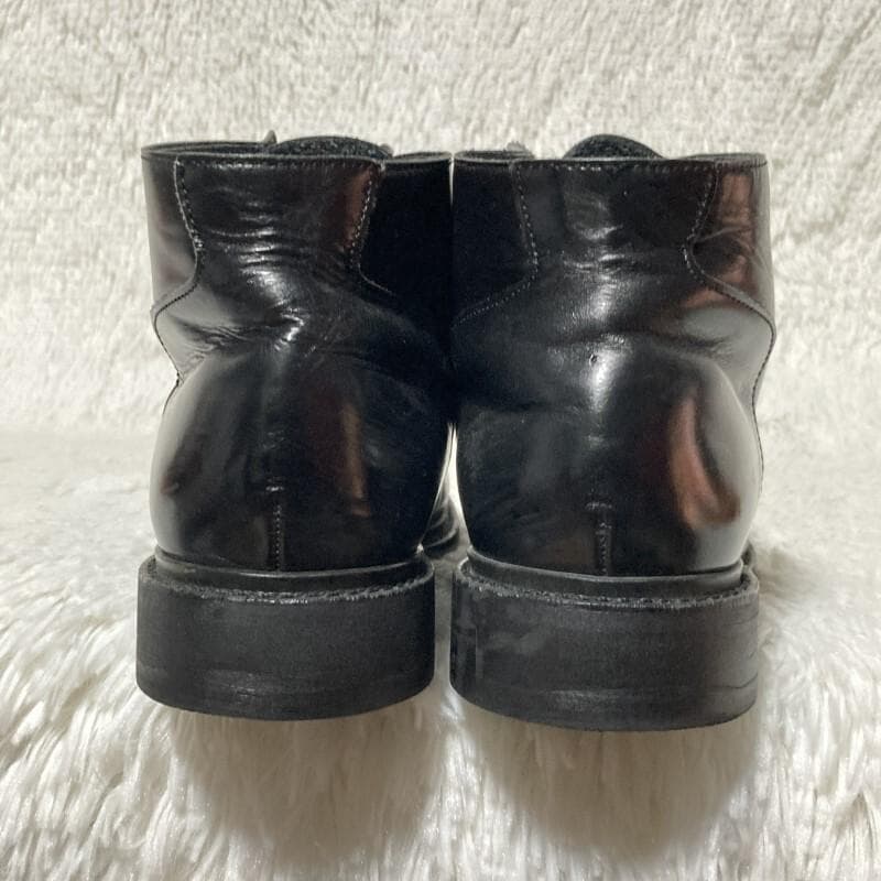 Y's ヨウジヤマモト★レイヤード 隠しレースアップブーツ 光沢レザー 黒 XL