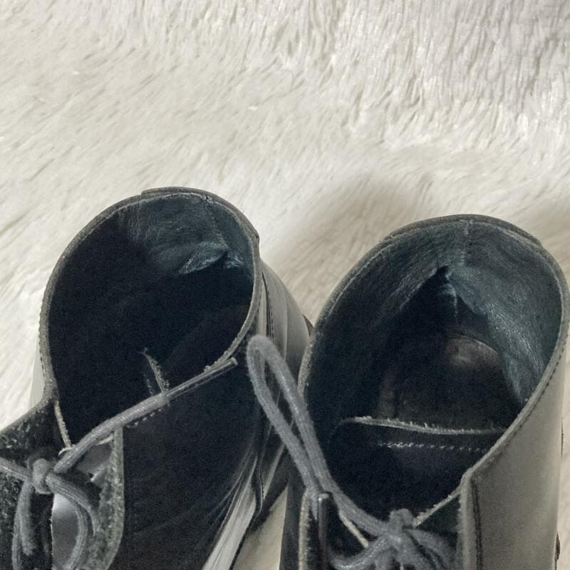 Y's ヨウジヤマモト★レイヤード 隠しレースアップブーツ 光沢レザー 黒 XL