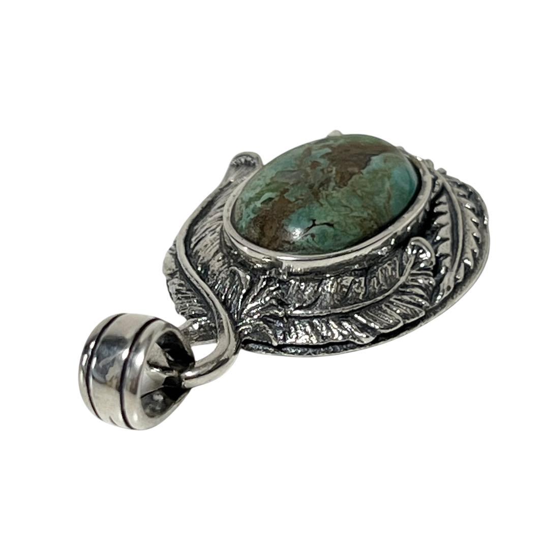 SAAD サード ターコイズ ストーン フェザー ペンダント シルバー925