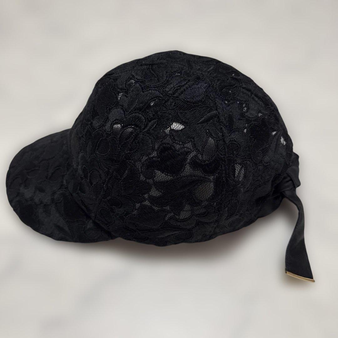 エントワフェイン　オリビア　キャップ　ブラック　レース　リボン