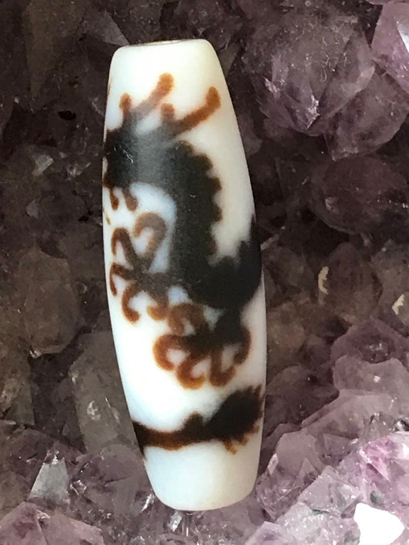 希少高級天珠‼️五爪白龍神天珠　約38×13mm