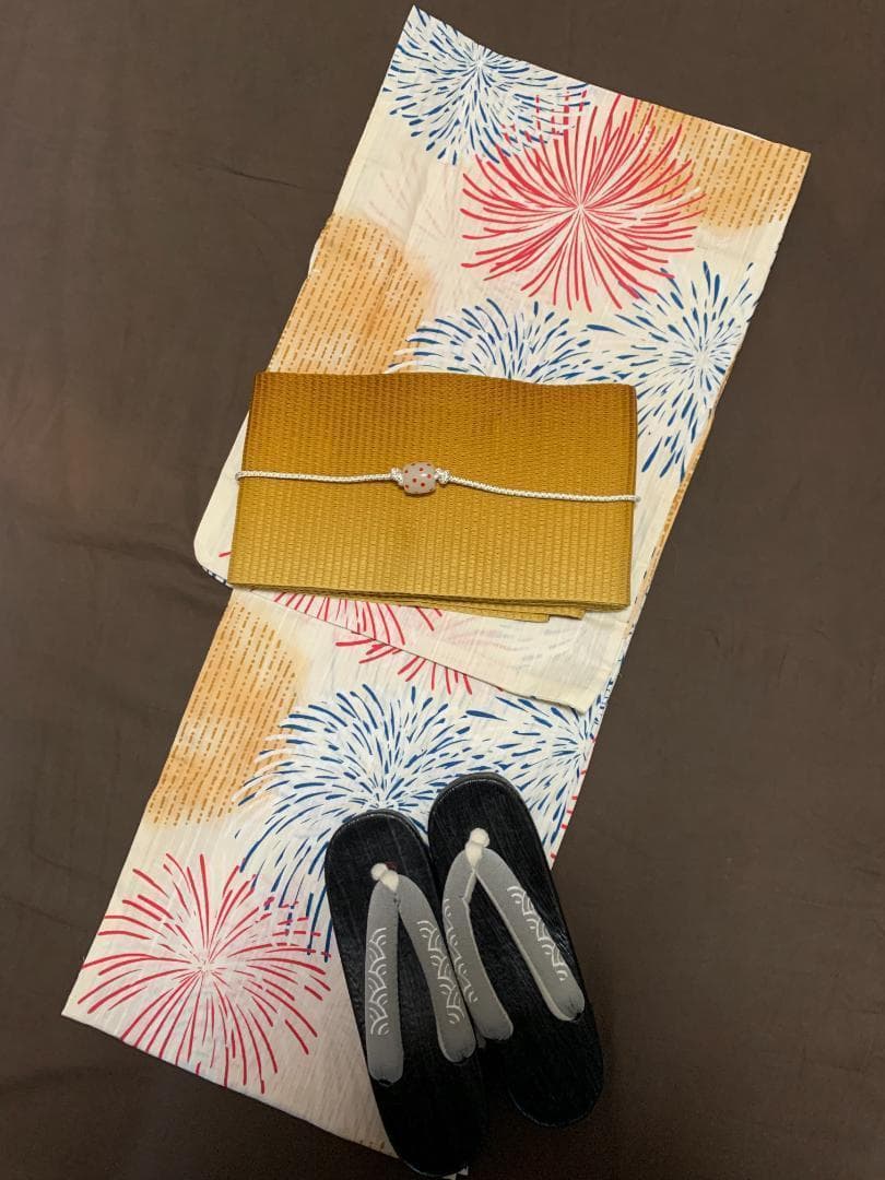 画像四枚目帯締め+画像桃帯色違い赤帯つき◆最高級国産染◆高級綿変わり織り◆