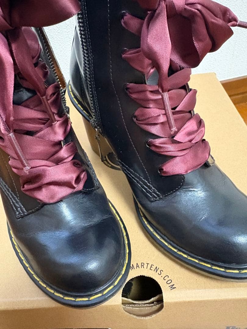 ドクターマーチン　サイドジップ　ブラック　UK4 23cm リボン　sadie