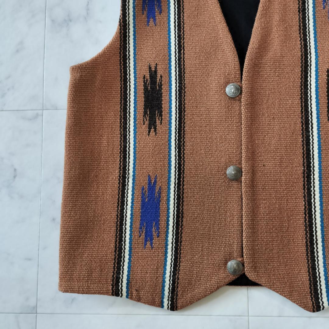 希少レア柄 センチネラ 40 ポインテッドチマヨベスト 裏地付き ブラウン L