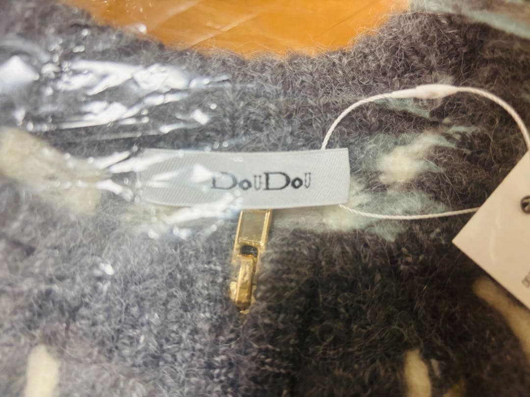 DOUDOU ノルディック柄ジップニットカーディガン