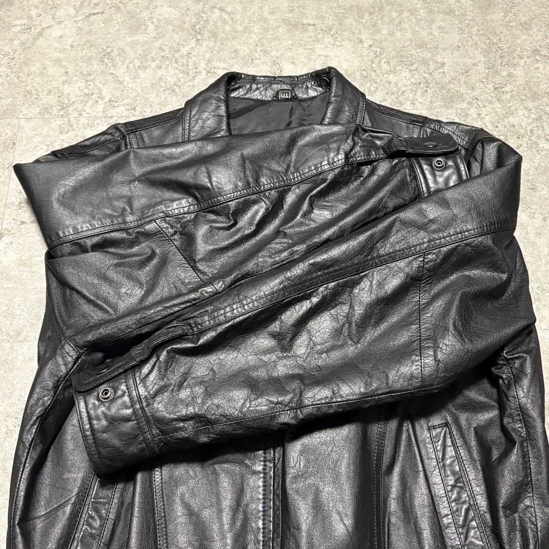 【vintage】レザージャケット　ブルゾン　3 L ゆったり　牛革　薄手　黒