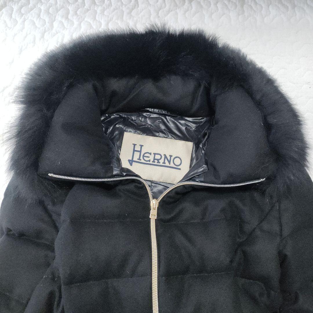 美品✨ヘルノ×ロロピアーナ　カシミヤ96％　ファーダウンコート　黒　46