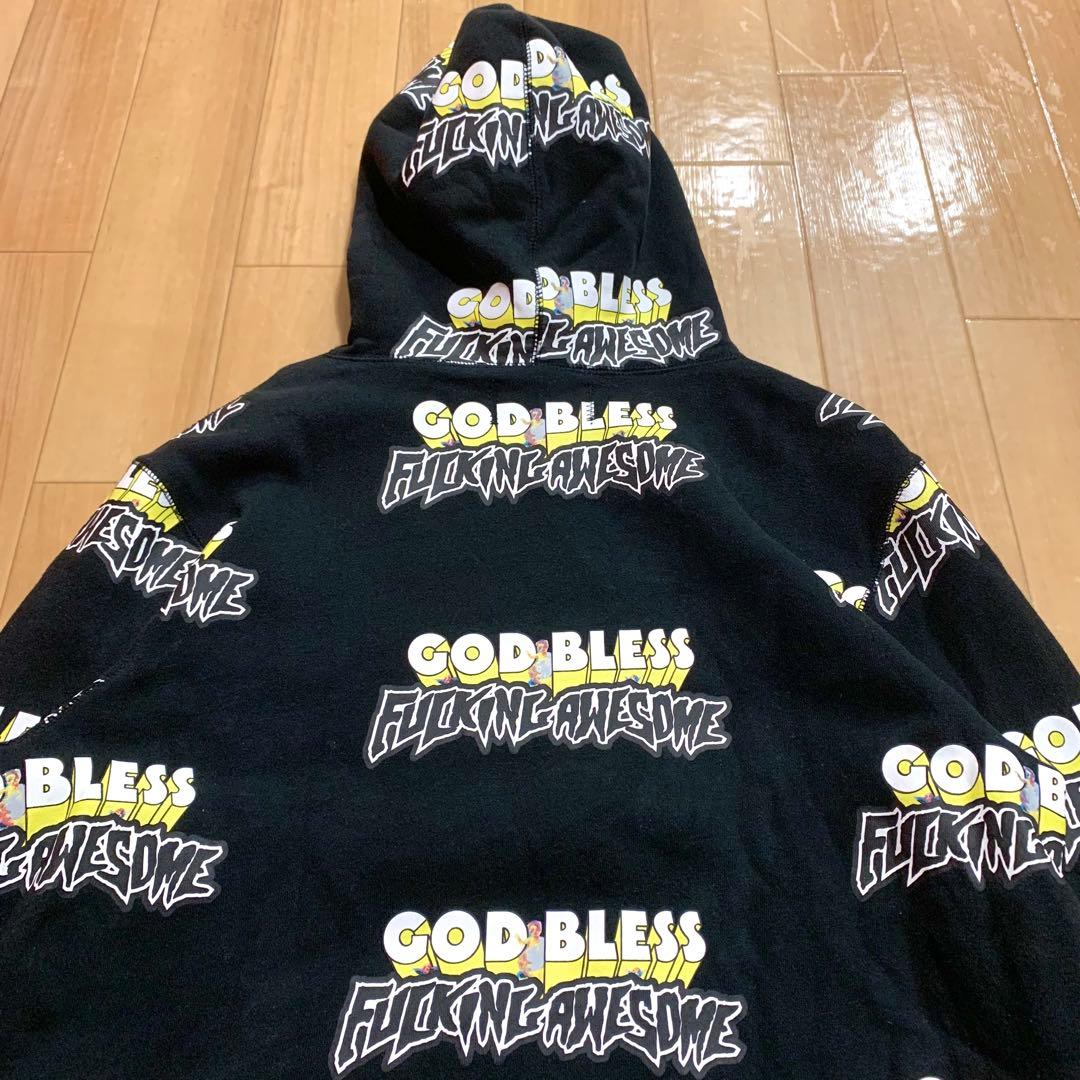 FUCKING AWESOME GOD BLESS 総柄 フーディー