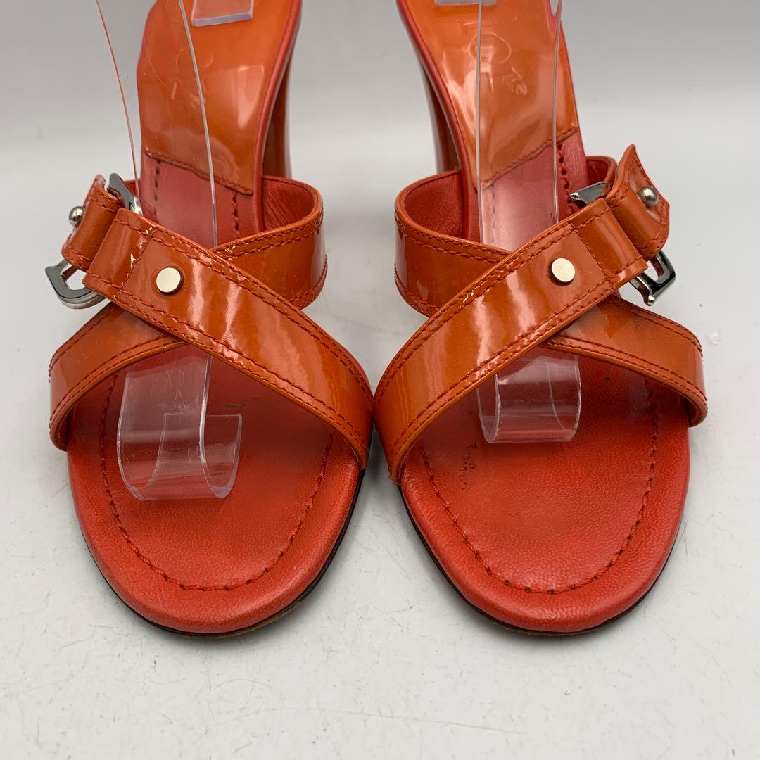 V955 ディオール サンダル 37 約23.5cm オレンジ