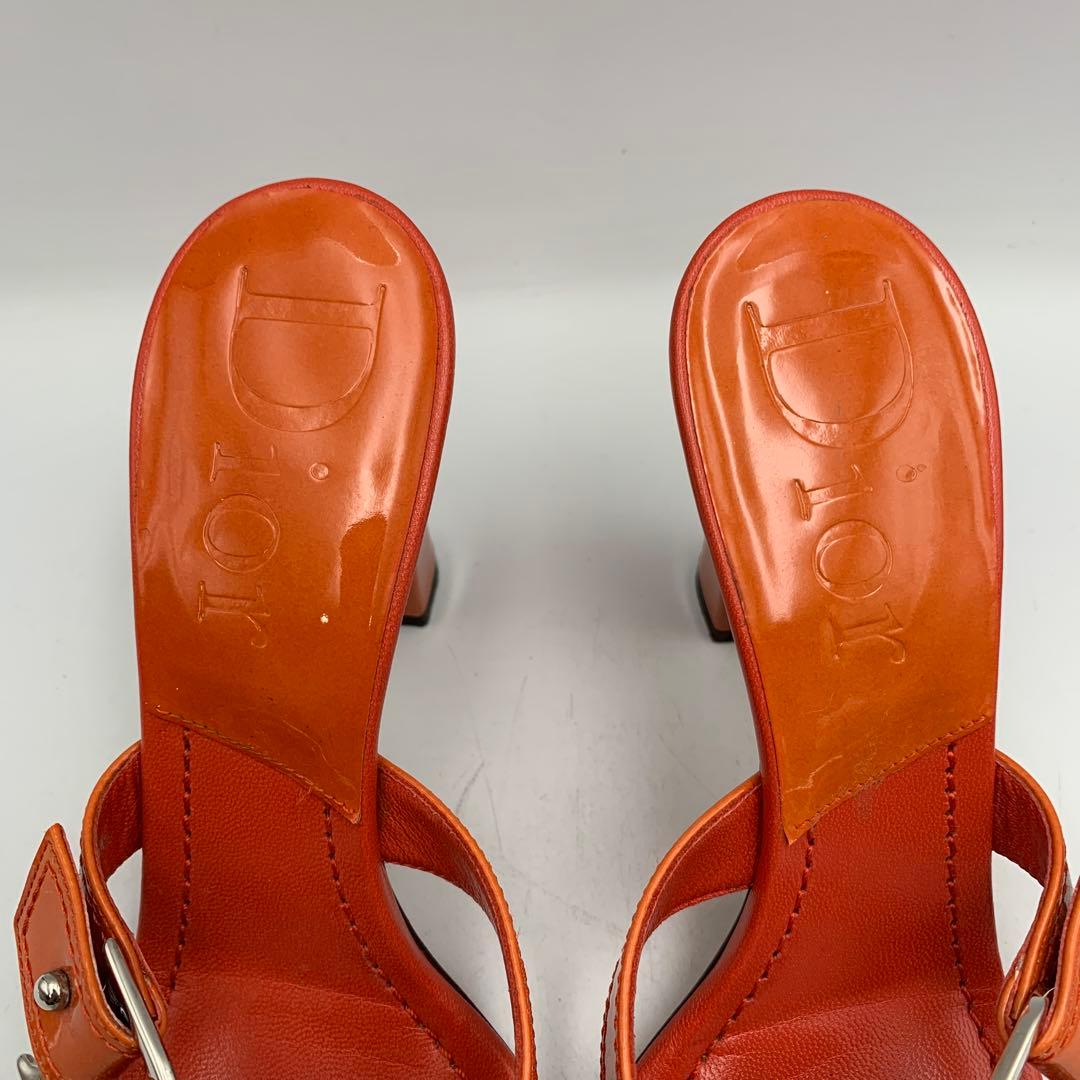 V955 ディオール サンダル 37 約23.5cm オレンジ
