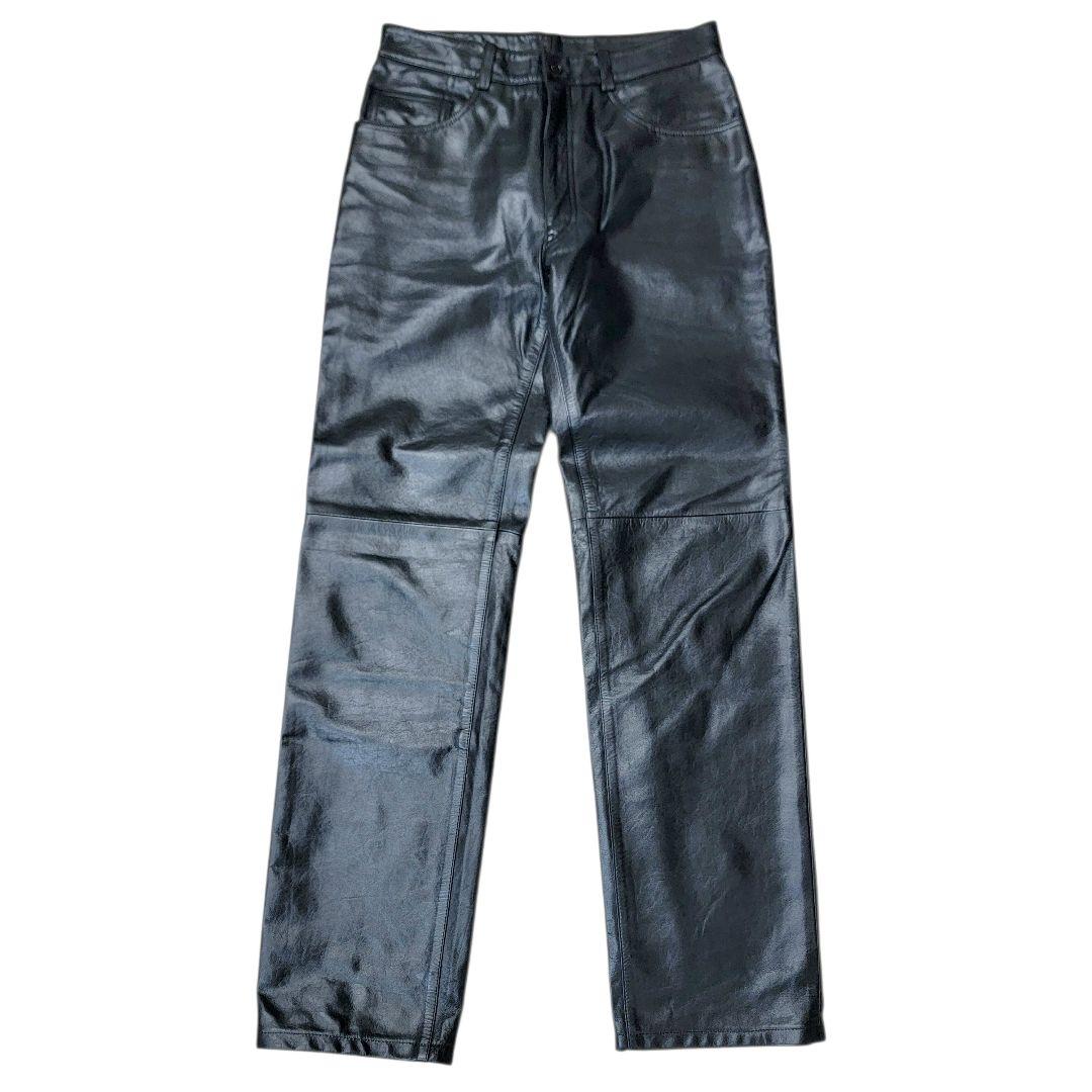 ほぼ未使用 極上 ポールスミス 馬革 ホースハイド 76 レザーパンツ 黒