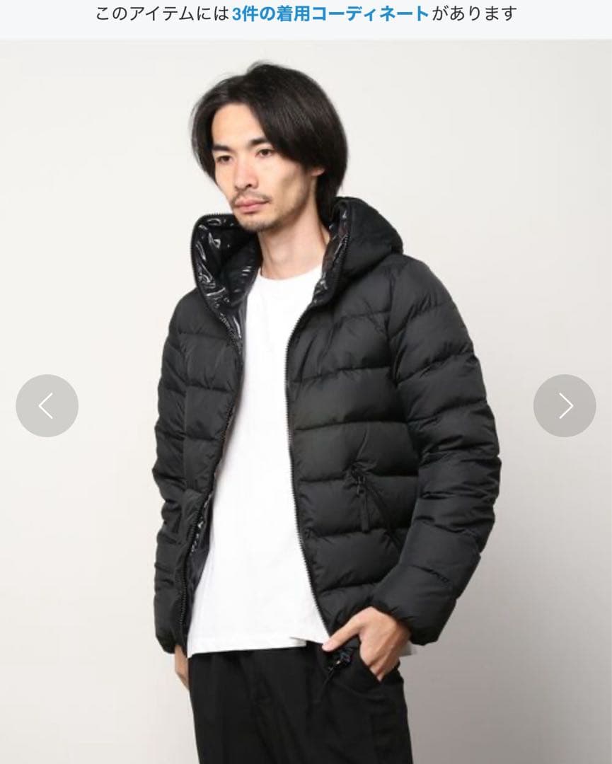 デュベティカフード付きダウンジャケット 黒　unisex ディオニシオ