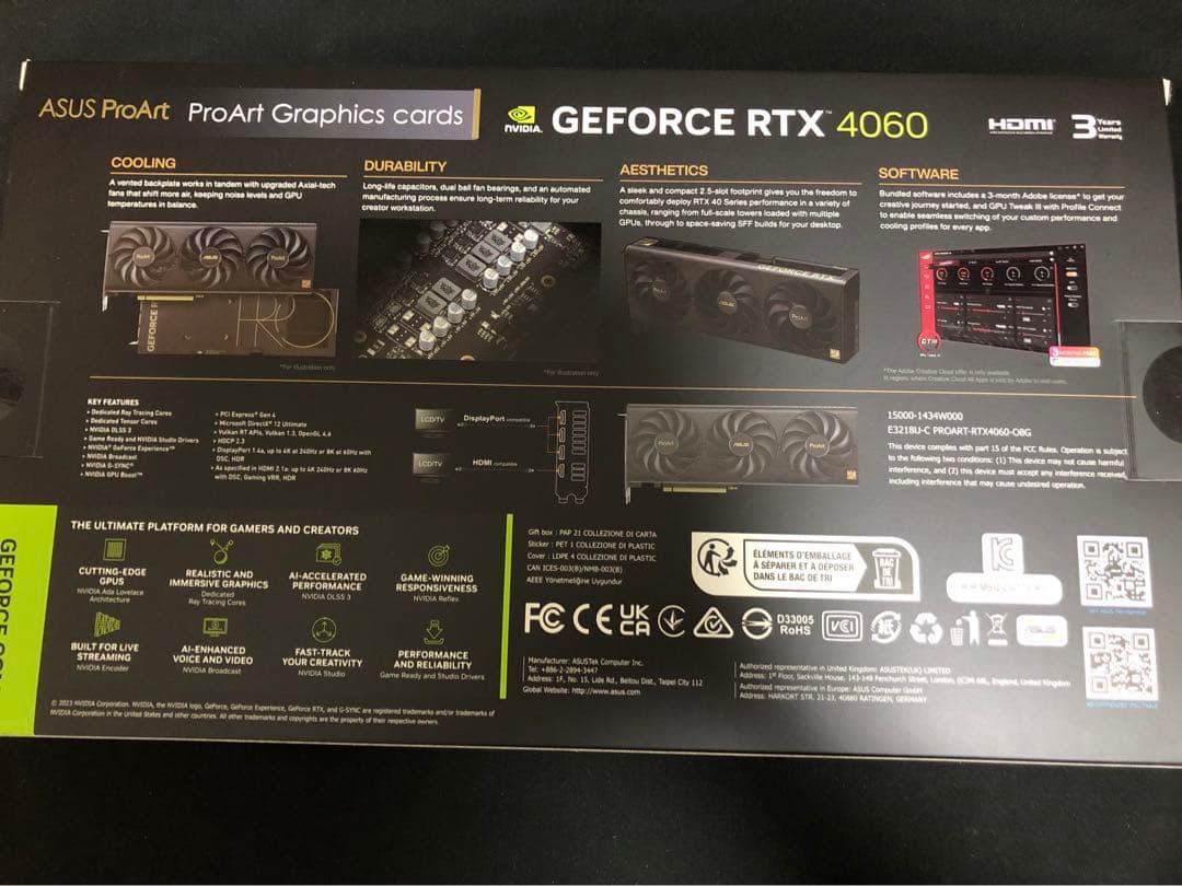 グラフィックボード・グラボ・ビデオカード ASUS ProArt GeForce RTX 4060 8GB OC