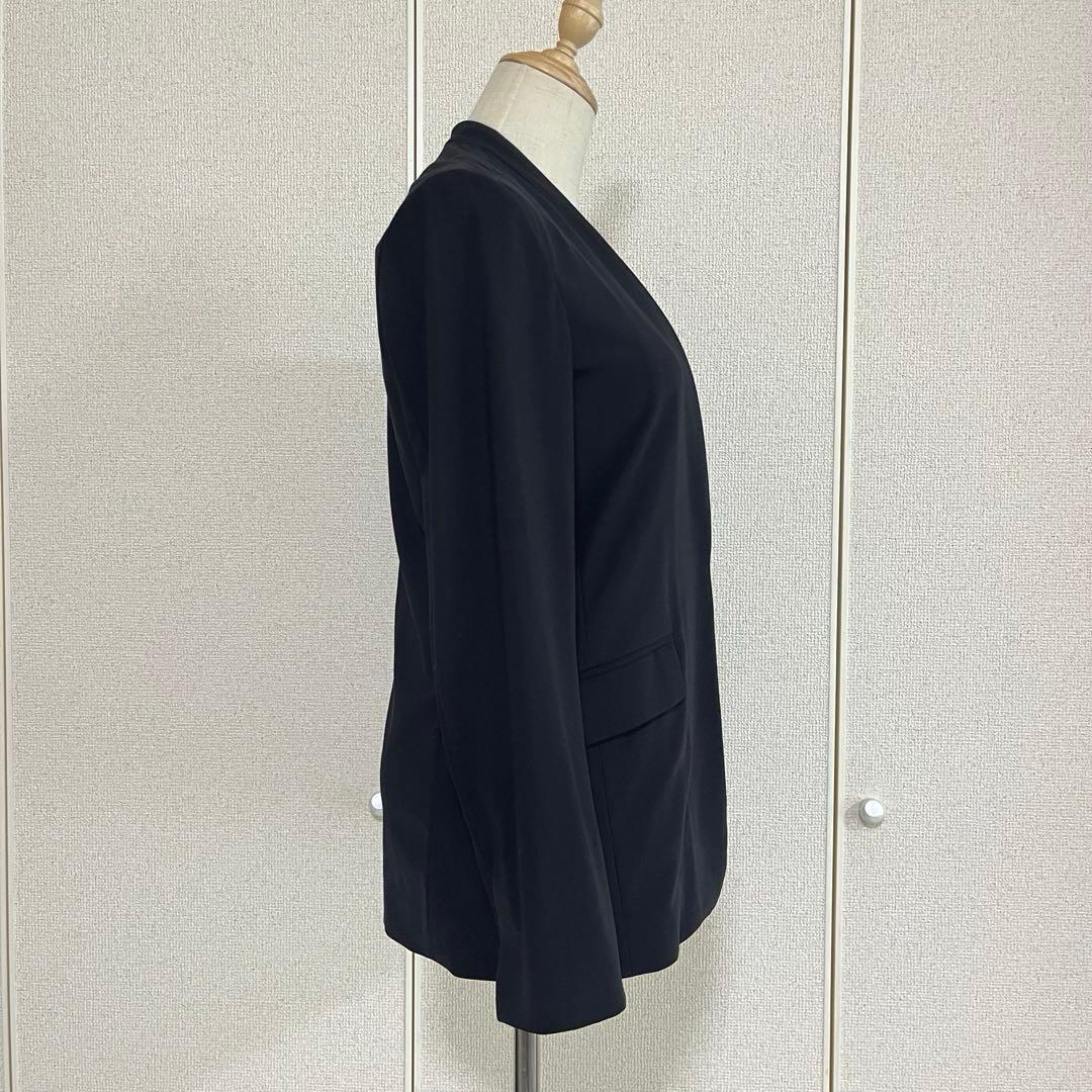 PLST プラステ 洗える パンツスーツ ノーカラー セットアップ 黒 S