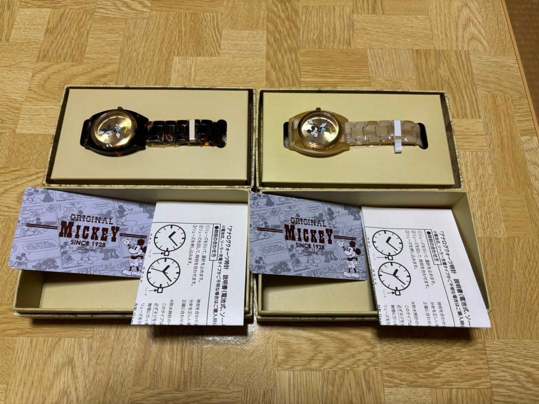 【新品電池交換済】Mickey ミニー　腕時計　ディズニー　べっこう　２本セット