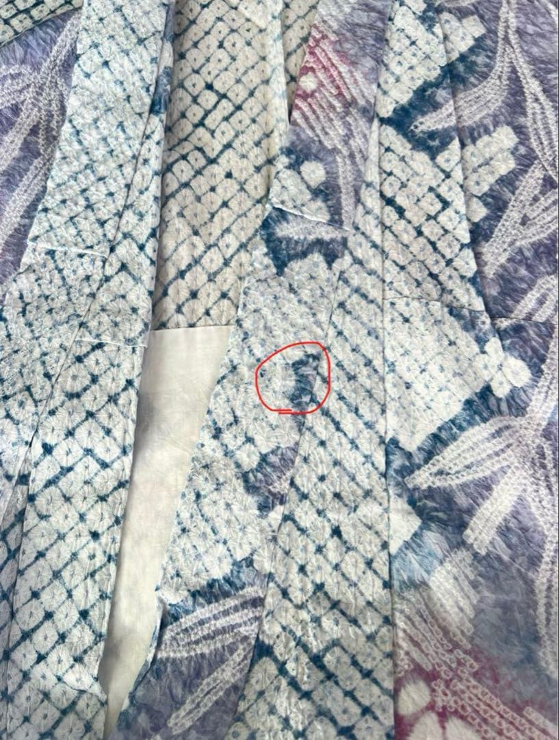 絞り浴衣 淡いカラー浴衣 白に淡い赤紫、淡いブルー 帯セット