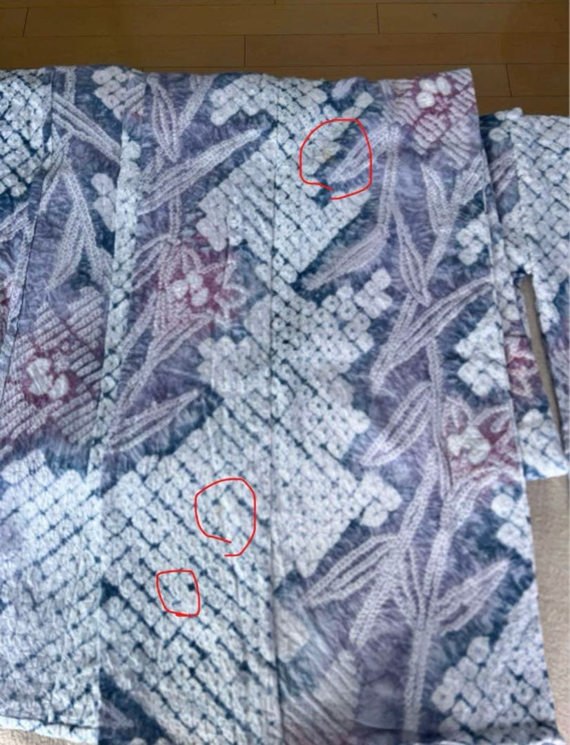 絞り浴衣 淡いカラー浴衣 白に淡い赤紫、淡いブルー 帯セット