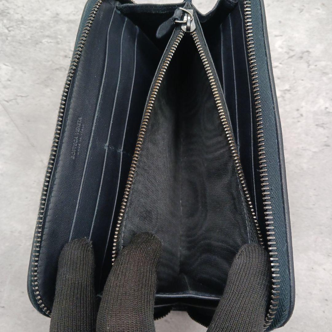 ✨美品✨ ボッテガ ヴェネタ イントレチャート ラウンド 長財布 ブラック