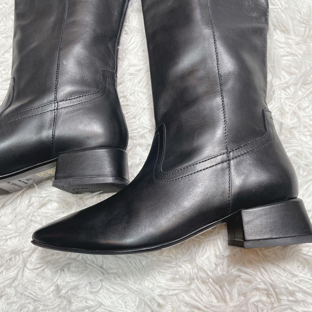 極美品　ファビオルスコーニ　ロングブーツ　レザー　ブラック　黒　23cm 36