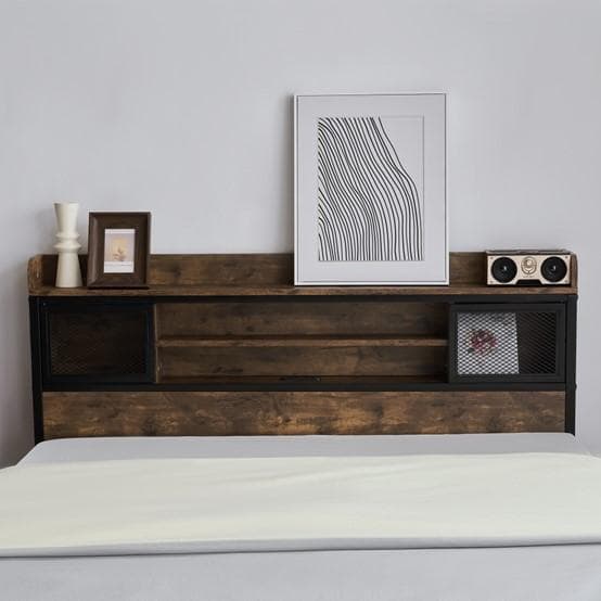 15％セール中！北欧風 ベッドフレーム　コンセント付き（SD）BROWN