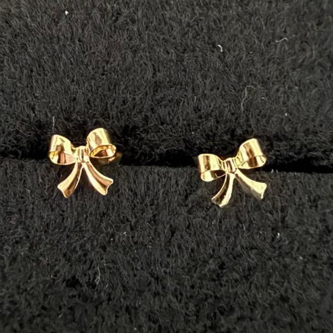 k18 地金 リボン ピアス