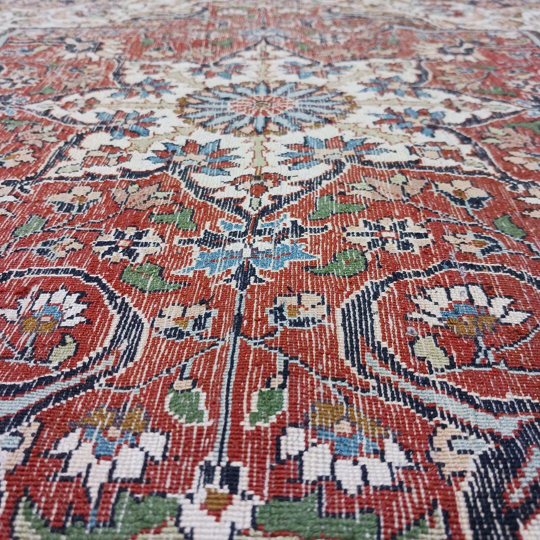 Y3253 インド絨毯 シルク×コットン 手織り 186×119㎝ マット