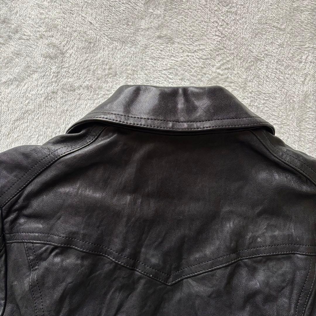 5351プールオム レザージャケット 羊革 黒 シングルライダース　2