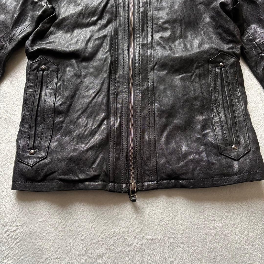 5351プールオム レザージャケット 羊革 黒 シングルライダース　2