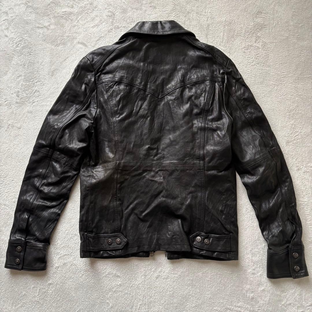 5351プールオム レザージャケット 羊革 黒 シングルライダース　2