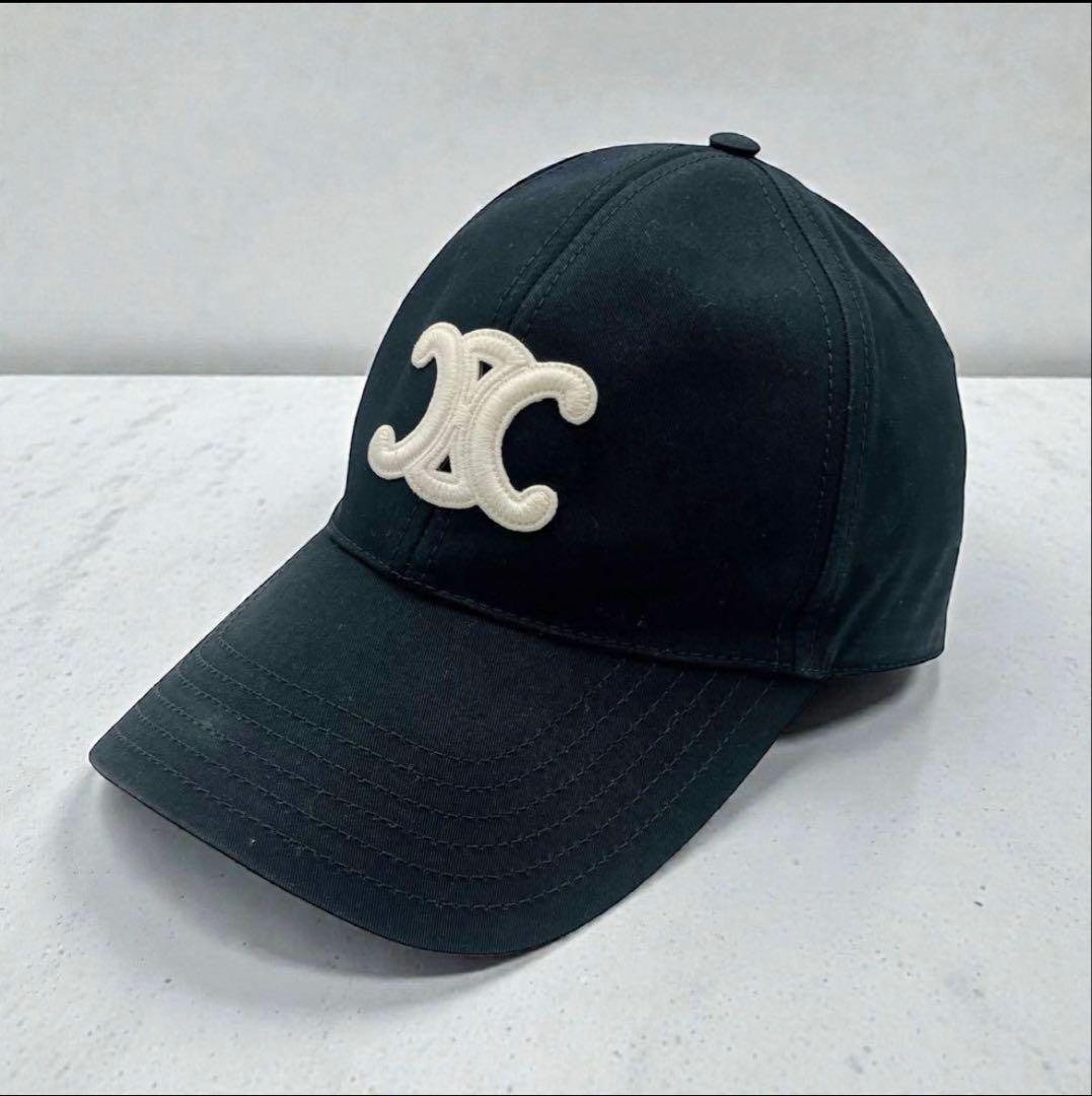 美品　セリーヌ トリオンフ ベースボールキャップ 帽子 ブラック