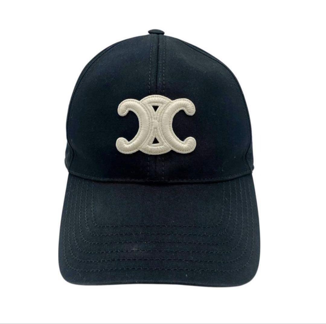 美品　セリーヌ トリオンフ ベースボールキャップ 帽子 ブラック