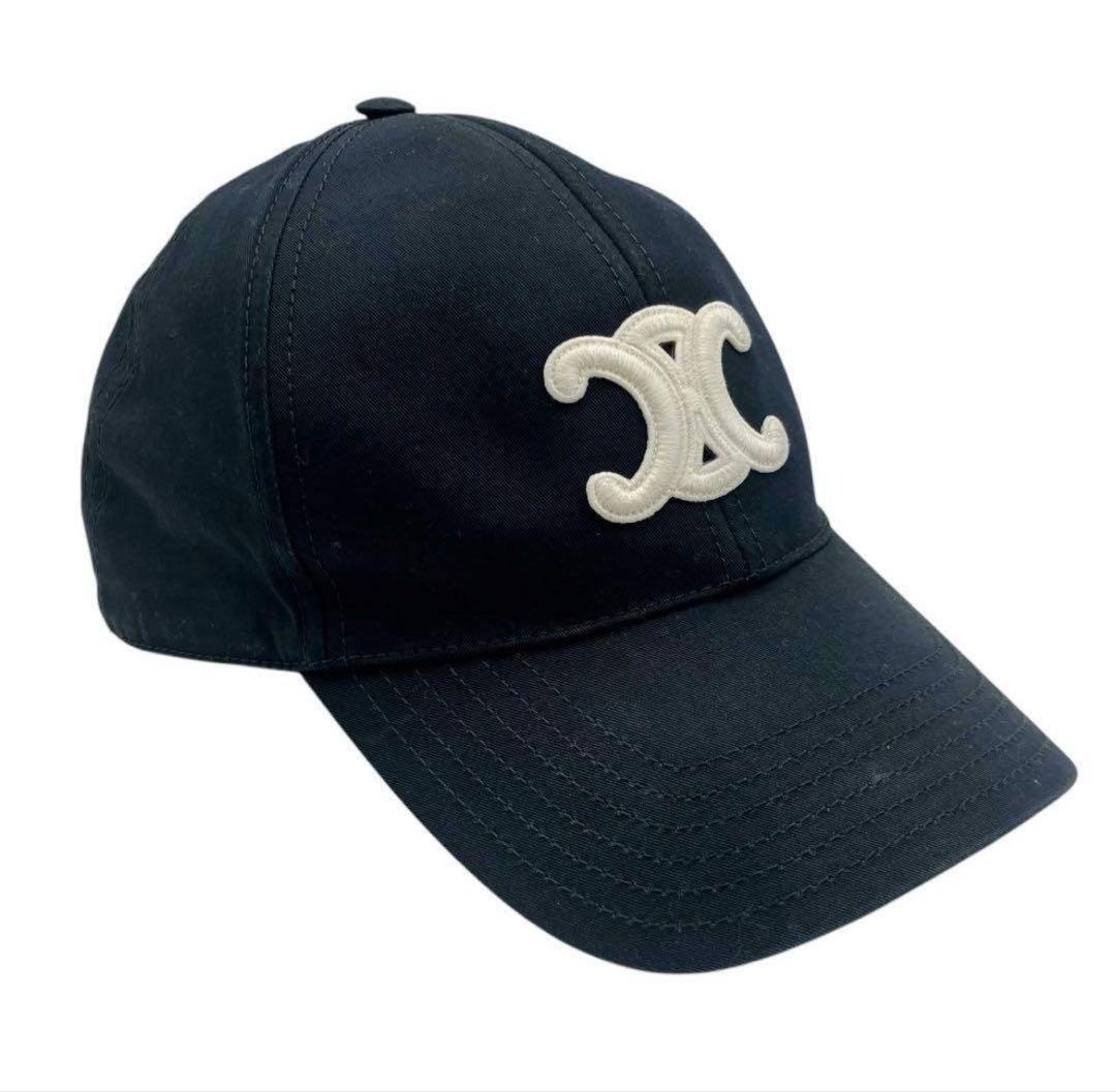 美品　セリーヌ トリオンフ ベースボールキャップ 帽子 ブラック