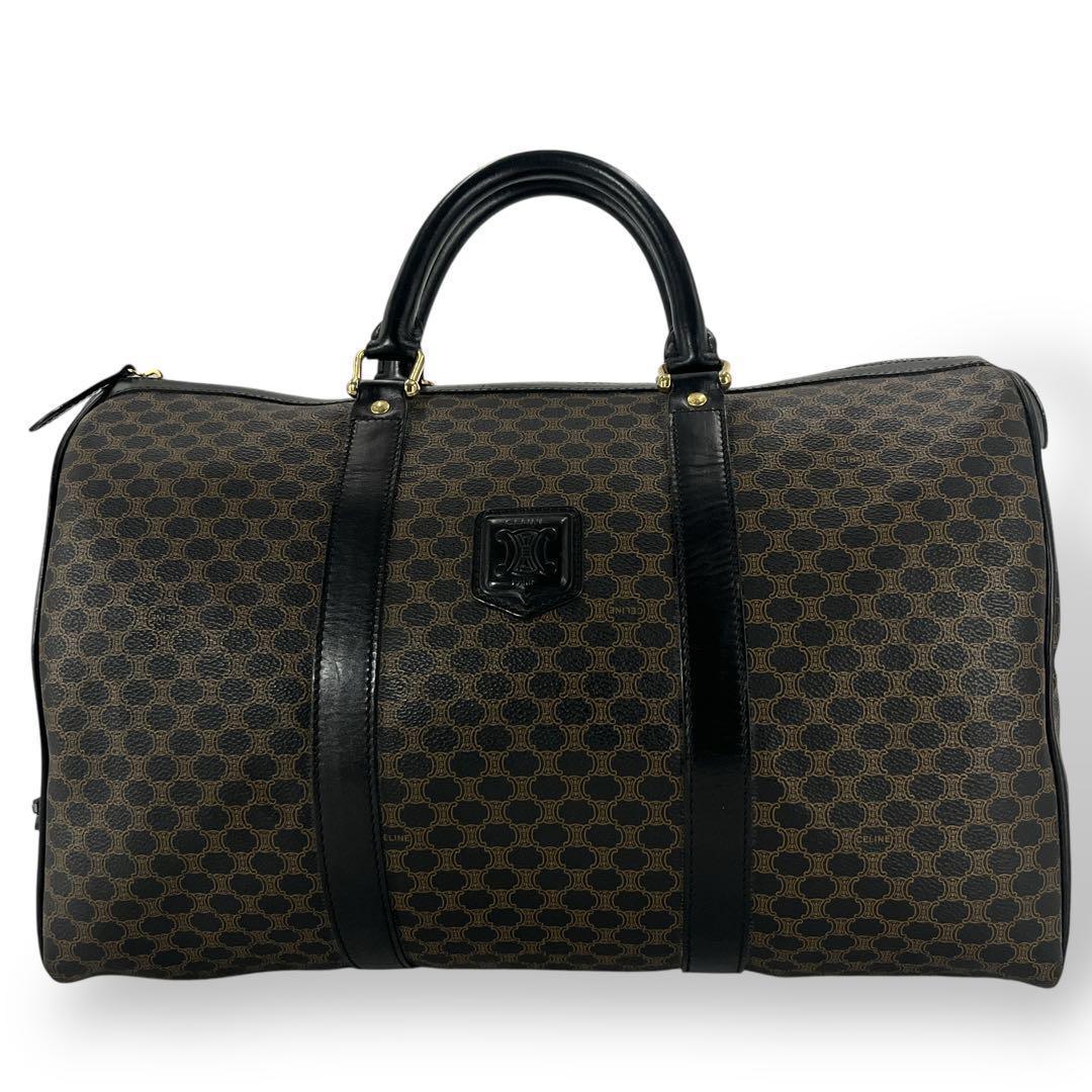 セリーヌ　ボストンバッグ　黒マカダム　トリオンフ　南京錠　旅行カバン　PVC