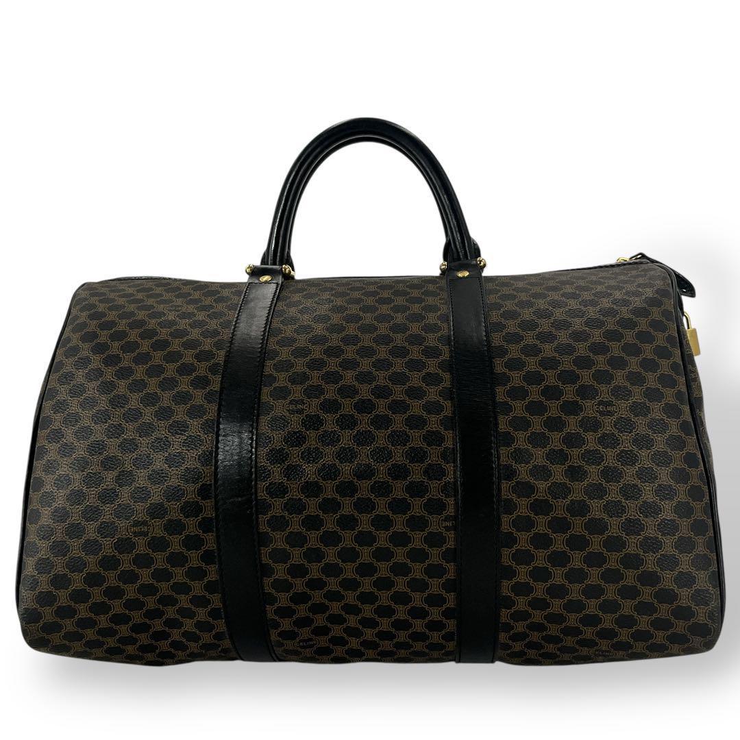 セリーヌ　ボストンバッグ　黒マカダム　トリオンフ　南京錠　旅行カバン　PVC