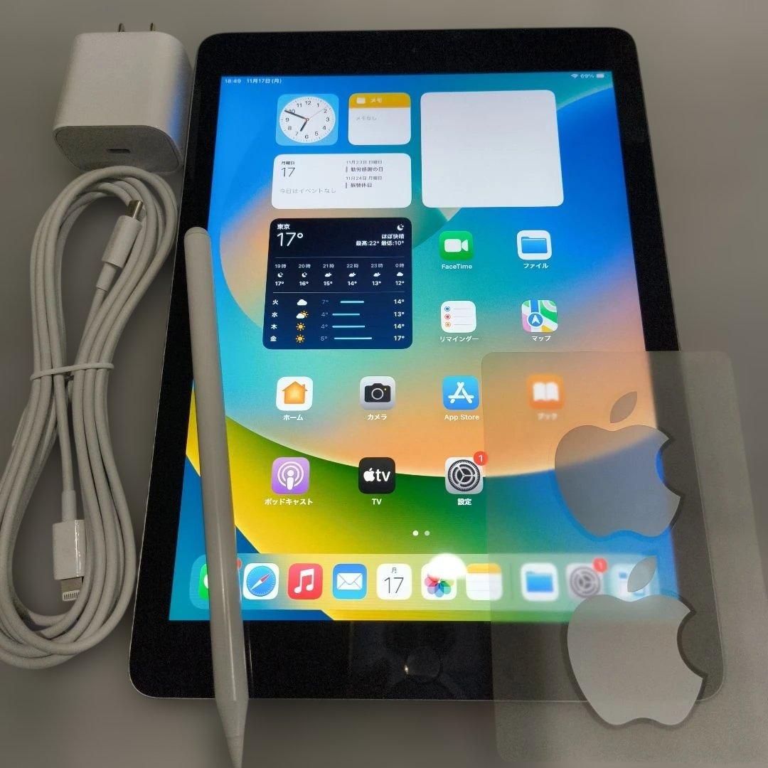 【美品】iPad 第5世代 WiFi 32GBスペースグレイ＋ペン＋充電器＋線