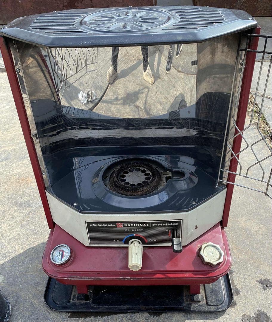 NATIONAL ストーブ 赤 メッシュカバー付き