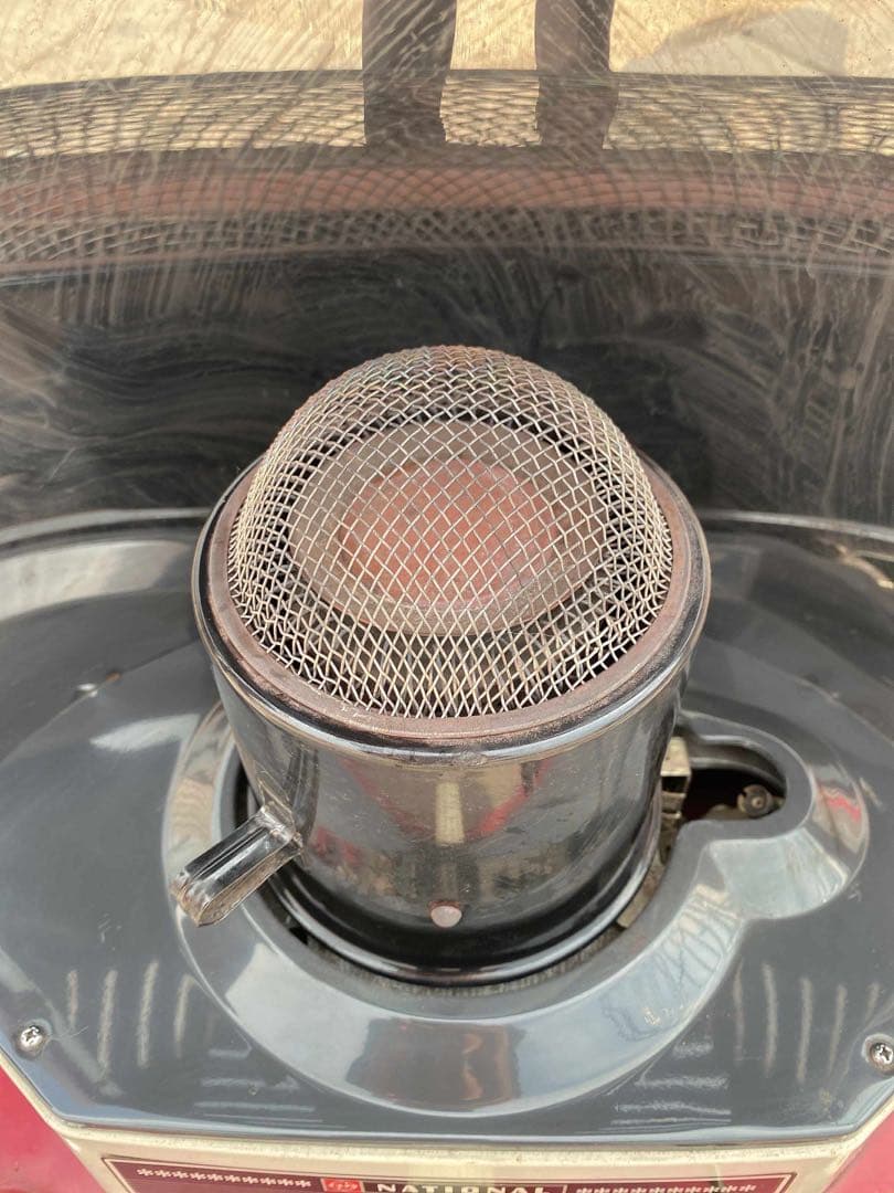 NATIONAL ストーブ 赤 メッシュカバー付き