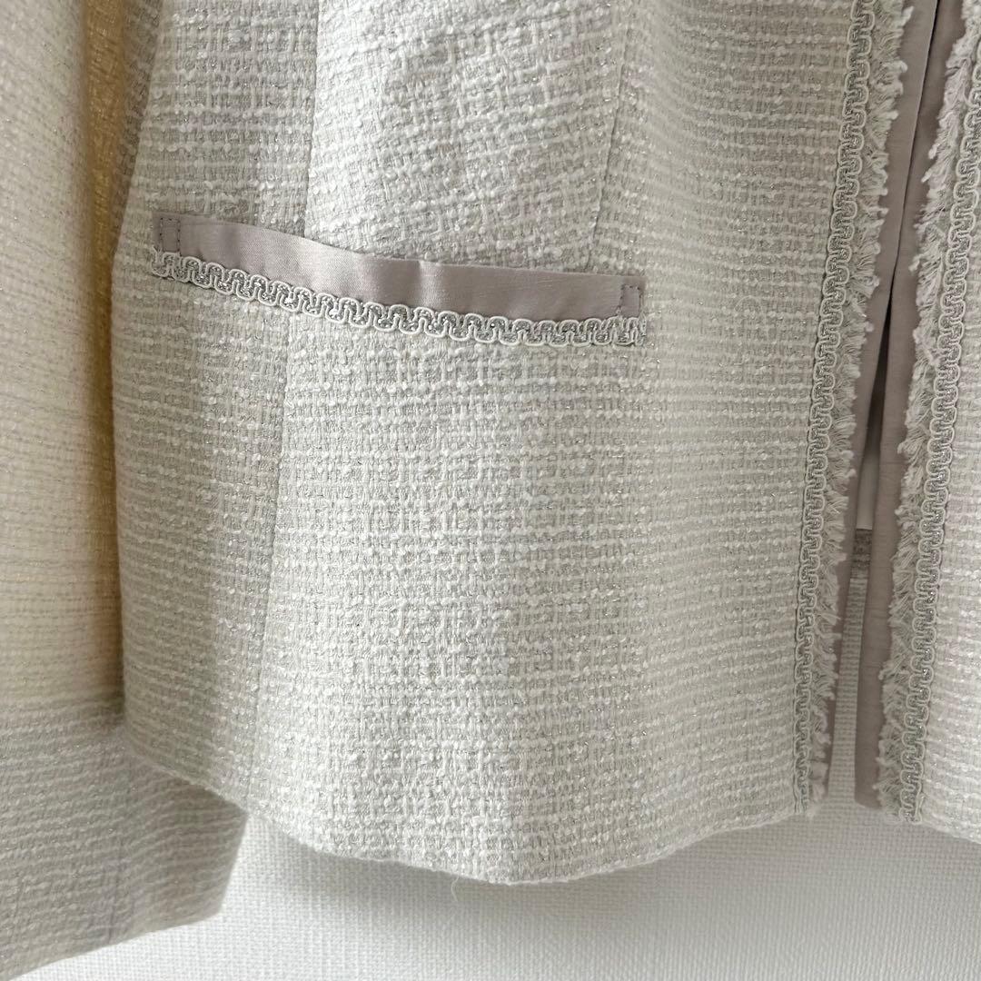 23区 スカートスーツ　セットアップ　ツイード　ノーカラー　大きいサイズ