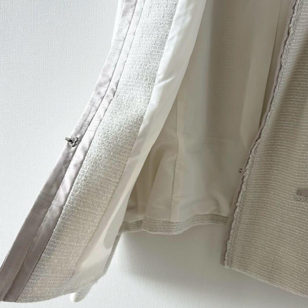 23区 スカートスーツ　セットアップ　ツイード　ノーカラー　大きいサイズ