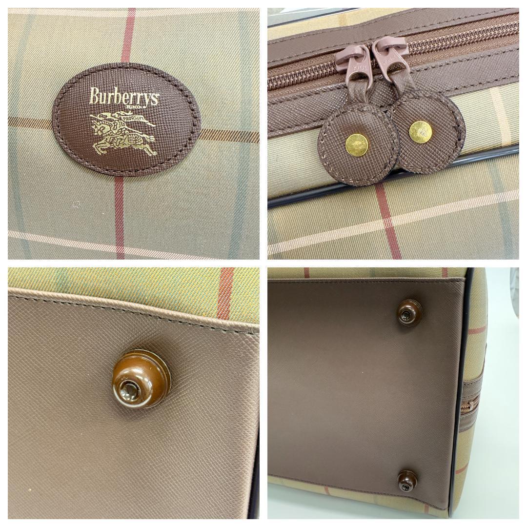 極美品 バーバリー ボストンバッグ ノバチェック レザー 旅行かばん ブラウン