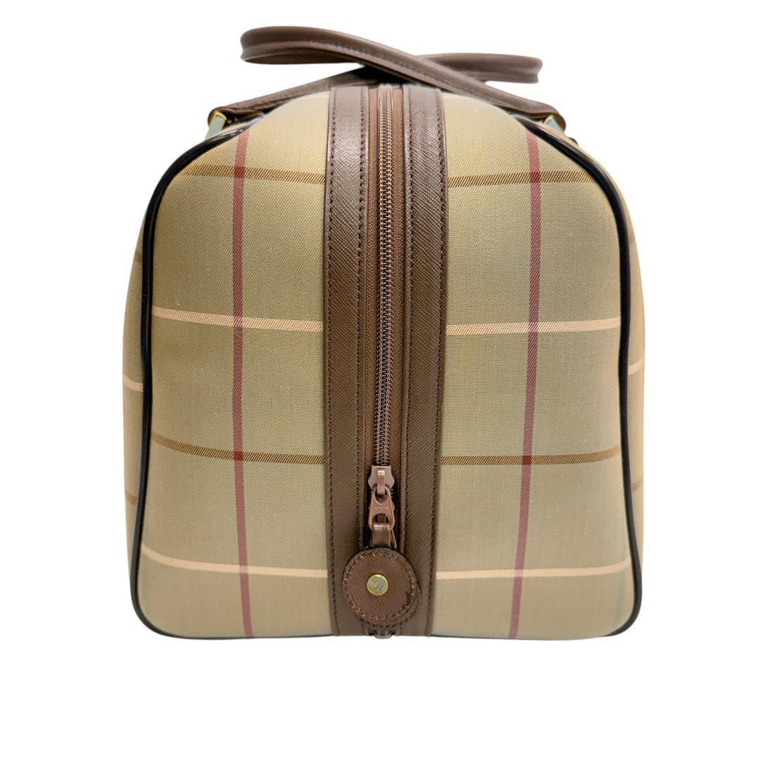極美品 バーバリー ボストンバッグ ノバチェック レザー 旅行かばん ブラウン