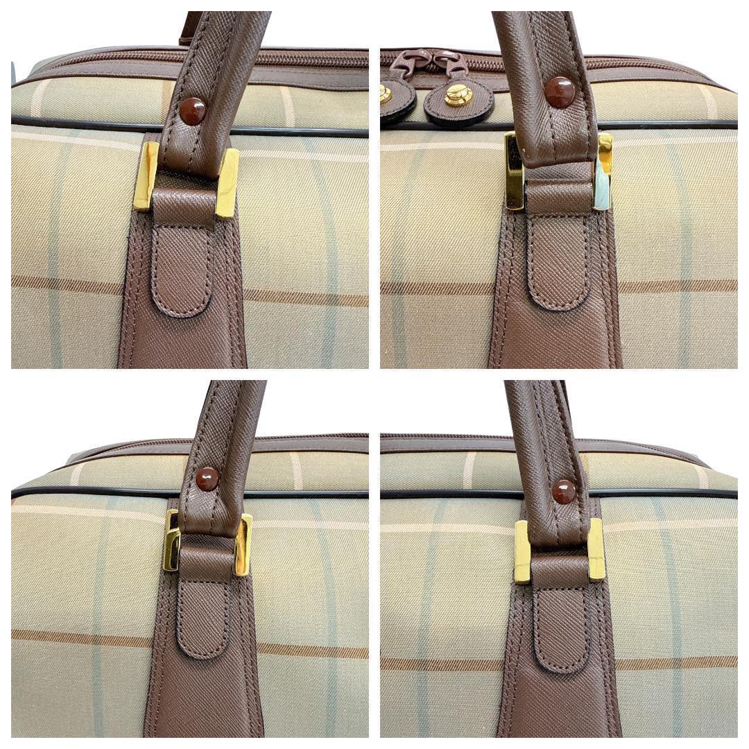 極美品 バーバリー ボストンバッグ ノバチェック レザー 旅行かばん ブラウン