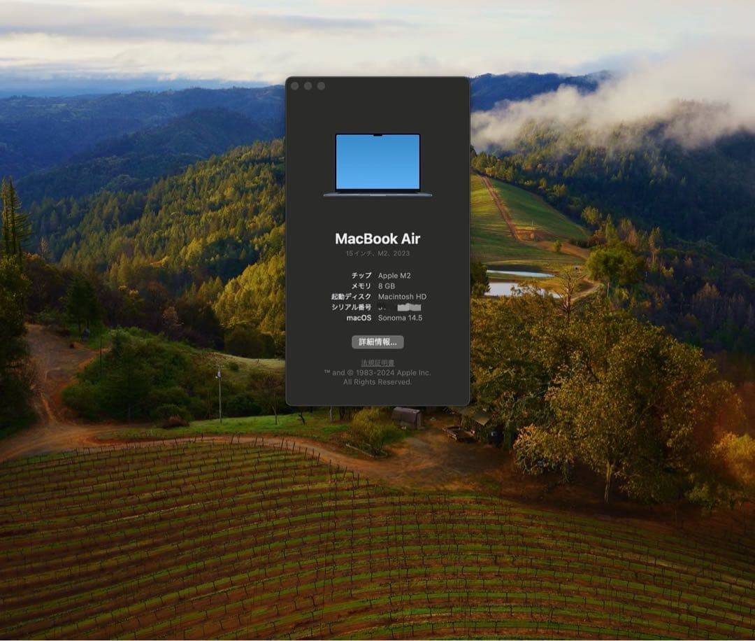 アップル　MacBook Air 15インチ (M2, 2023) 256GB