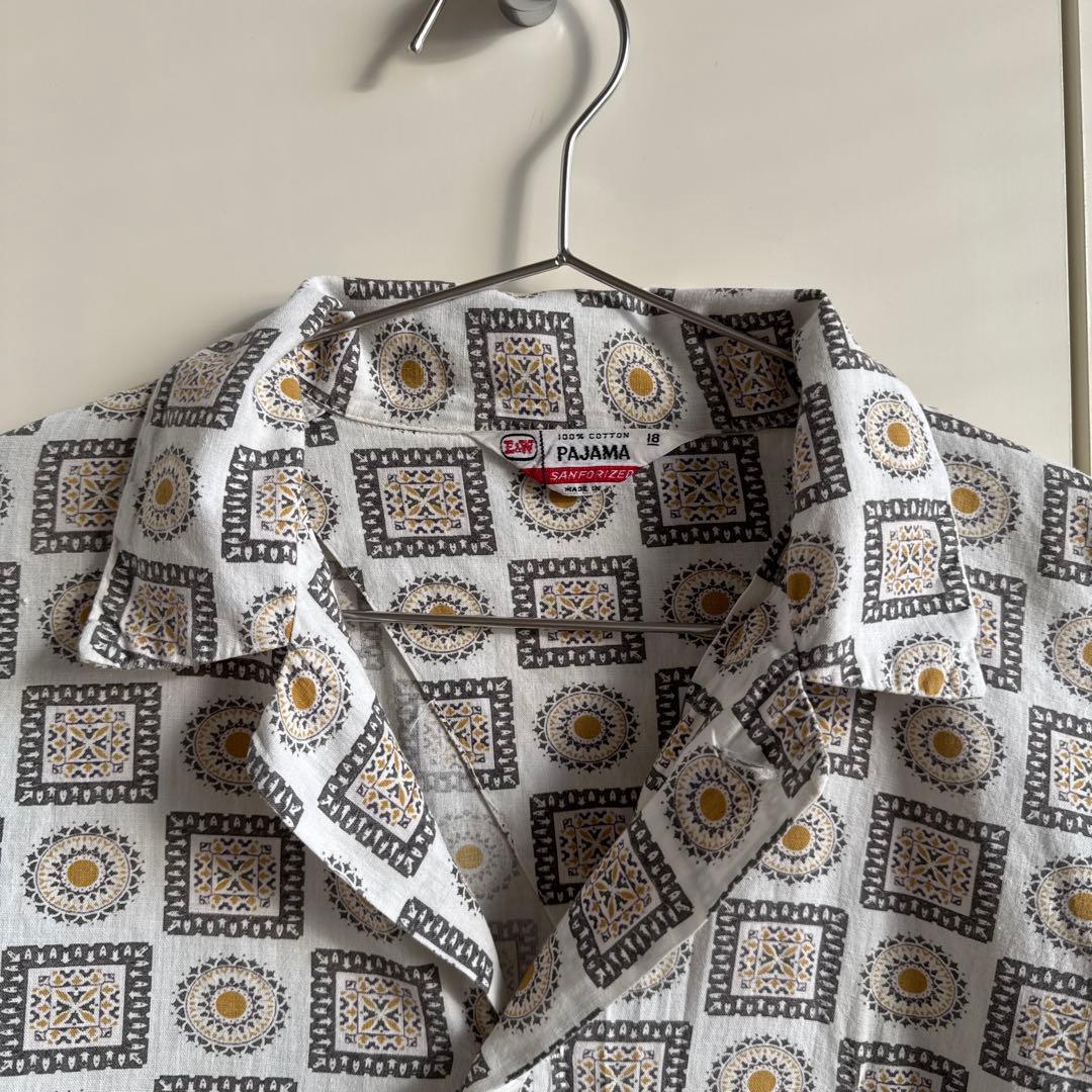 60s USA製 ヴィンテージ　総柄パジャマシャツ コットン　最終値下げ