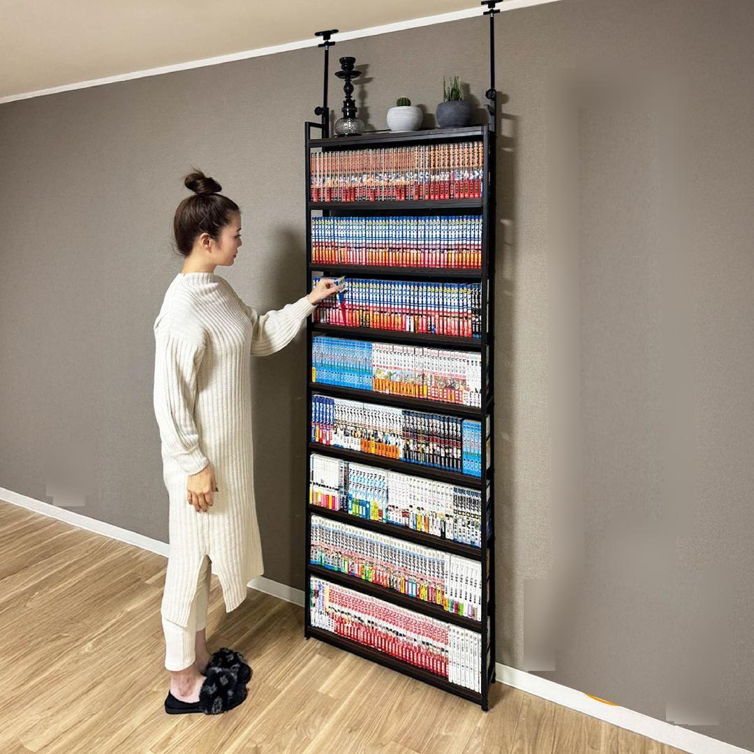 2944 8tail 本棚 突っ張り ラック 幅61cm ブラック×ブラウン