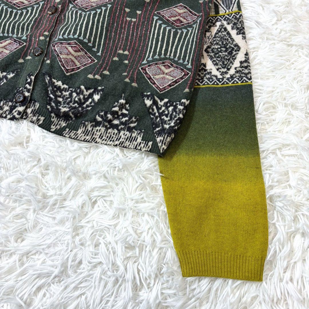 エトロ　ニットカーディガン　エスニック　ジャガード織り　ネイティブ柄　ボヘミアン